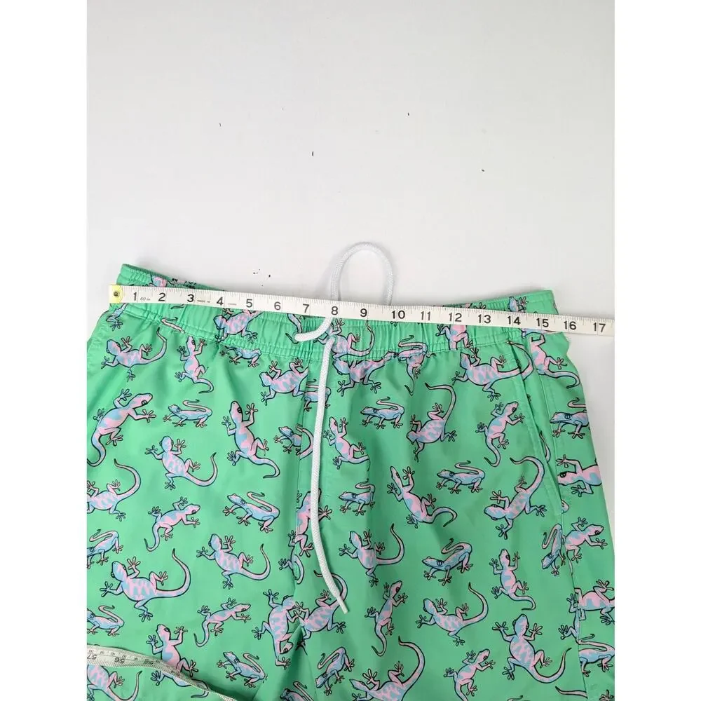 Me Undies Men's Large Green Chameleon Lizard Print Swim Shorts
